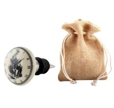 Rabbit Clock Ceramic Flat Wine Bottle Stopper