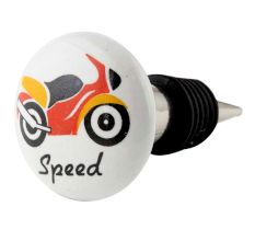 Racer Bike Flat Ceramic Wine Bottle Stopper 
