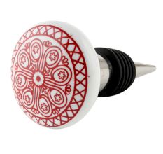 Red Wheel Flat Ceramic Wine Bottle Stopper