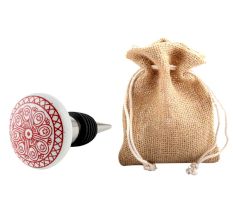 Red Wheel Flat Ceramic Wine Bottle Stopper