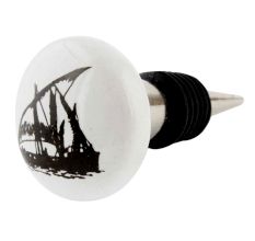 Ship Flat Ceramic Wine Bottle Stopper