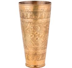 Small Flower Design Etched Brass Punjabi Glass