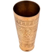 Small Flower Design Etched Brass Punjabi Glass
