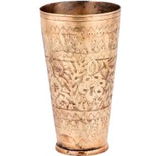 Carved Floral Design Punjabi Glass Tumbler