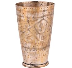 Jai Hind Carved Brass Punjabi Glass Tumbler