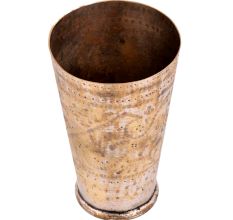 Jai Hind Carved Brass Punjabi Glass Tumbler
