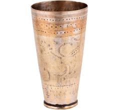 Faded Design Carved Brass Punjabi Lassi Glass
