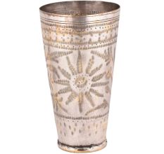 Brass Sunflower Design Engraved Brass Punjabi Glass