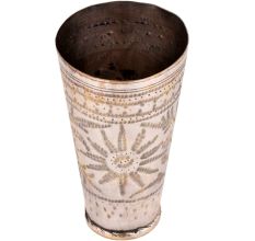 Brass Sunflower Design Engraved Brass Punjabi Glass