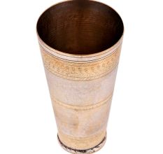 Brass Golden Border Lassi Glass With Nickel Finish