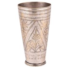 Brass Leaf Carved Geometric Design Punjabi Lassi Glass