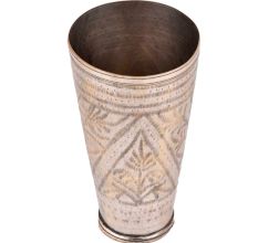Brass Leaf Carved Geometric Design Punjabi Lassi Glass