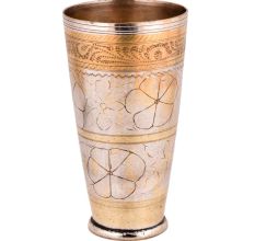 Big Flower Carved Brass Punjabi Lassi Glass