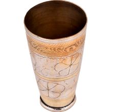Big Flower Carved Brass Punjabi Lassi Glass