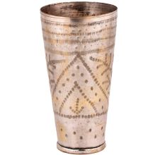 Geometric pattern With Leaves Carved Brass Glass
