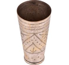 Geometric pattern With Leaves Carved Brass Glass