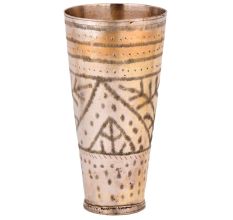 Brass Glass Carved Leaves In Geometric Design Punjabi