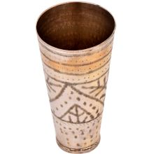 Brass Glass Carved Leaves In Geometric Design Punjabi