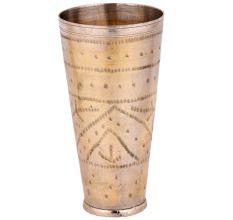 Golden Brass Etched leaves Tall Punjabi Glass
