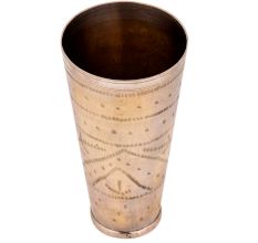 Golden Brass Etched leaves Tall Punjabi Glass
