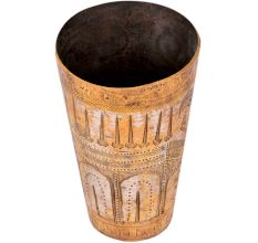 Old Used Brass Lassi Glass With Arches Design