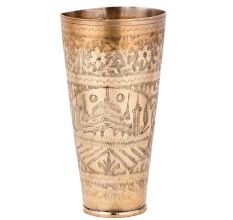 Brass Lassi Glass Engraved With Mosque And Leaves Design