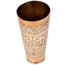 Brass Lassi Glass Engraved With Mosque And Leaves Design