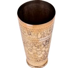 Hand carved Brass Lassi Glass With Flowers and Vines Design
