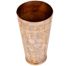 Basic Design Engraved Brass Punjabi Lassi Glass
