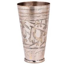 Brass Lassi Glass Jai Hind And Leaves Engraved Design