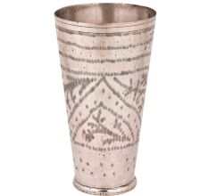 Brass Lassi Glass With Engraved Leaf design In Arch