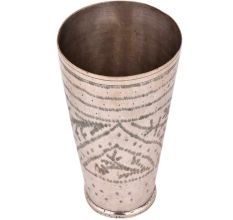 Brass Lassi Glass With Engraved Leaf design In Arch
