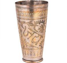 Brass lassie Glass Carved with Jai Hind And Diamond Borer On The Rim