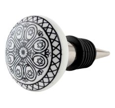 Black Wheel Flat Ceramic Wine Bottle Stopper