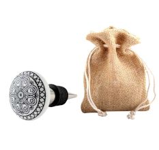 Black Wheel Flat Ceramic Wine Bottle Stopper