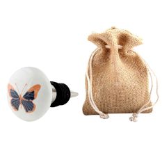Blue Butterfly Ceramic Kids Wine Bottle Stopper