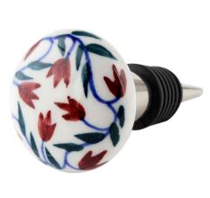 Cherry Floral Flat Ceramic Wine Bottle Stopper