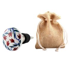Cherry Floral Flat Ceramic Wine Bottle Stopper