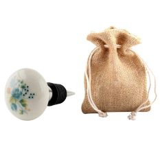 Green Marjoram Flower Ceramic Wine Bottle Stopper