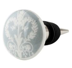 Grey Floral FlaCeramic Wine Bottle Stopper