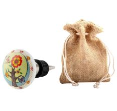 Morning Tree Flat Ceramic Wine Bottle Stopper