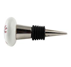 Red Black Rose Flat Ceramic Wine Bottle Stopper