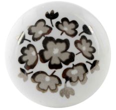 Silver Flower Flat Ceramic Wine Bottle Stopper