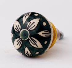 Forest Green Floral Knob