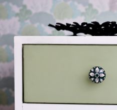 Forest Green Floral Knob