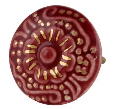 Cherry Golden Floral Ceramic Cabinet Knob