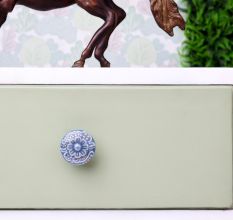 Grey Golden Floral Ceramic Cabinet Knob