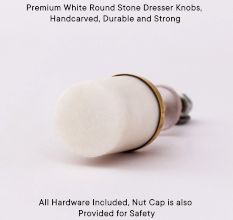 White Round Stone Dresser Knobs