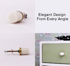 White Round Stone Dresser Knobs