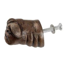 Antique Bull Dog Iron Cabinet Knob